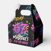 Neon Graffiti 6 7 Meme Trend Six Seven Birthday Geschenkschachtel (Rückseite)