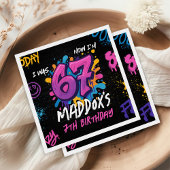 Neon Graffiti 6 7 Meme Trend Six Seven Birthday Serviette