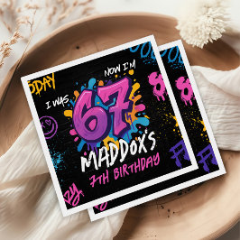 Neon Graffiti 6 7 Meme Trend Six Seven Birthday Serviette