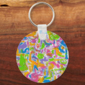 Neon Graffiti Abstrakt Art Brushstrokes Schlüsselanhänger (Vorderseite)