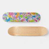 Neon Graffiti Abstrakte Pinselstriche Skateboard (Horizontal)