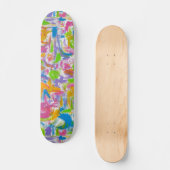 Neon Graffiti Abstrakte Pinselstriche Skateboard (Vorderseite)