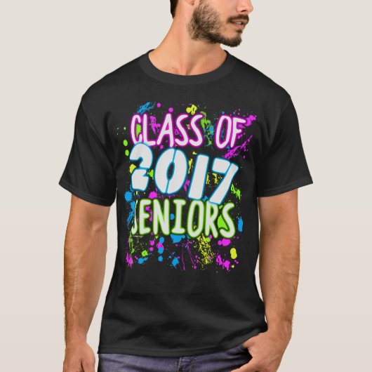Neon Graffiti Class of 2017 Seniors Abschluss T-Shirt (Vorderseite)