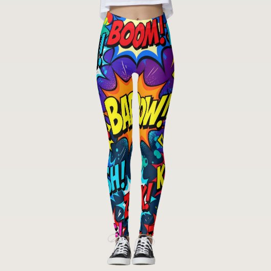Neon-Graffiti-Comic-Action-Wörter Leggings (Vorderseite)