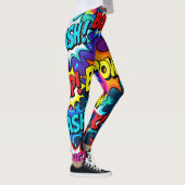 Neon Graffiti Comic Book Action Words Leggings (Rechts)