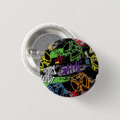 Neon-Graffiti-Gaming-Muster Button (Vorne & Hinten)