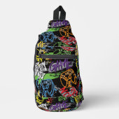 Neon-Graffiti-Gaming-Muster Crossbody Bag (Vorderseite)