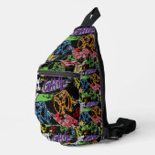 Neon-Graffiti-Gaming-Muster Crossbody Bag (Rechte Ecke)