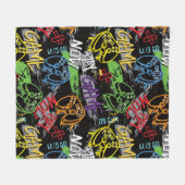 Neon-Graffiti-Gaming-Muster Fleecedecke (Vorderseite (Horizontal))