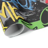 Neon-Graffiti-Gaming-Muster Geschenkpapier (Rolleneckpunkt)