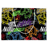 Neon-Graffiti-Gaming-Muster Große Geschenktüte (Rückseite)