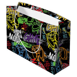 Neon-Graffiti-Gaming-Muster Große Geschenktüte