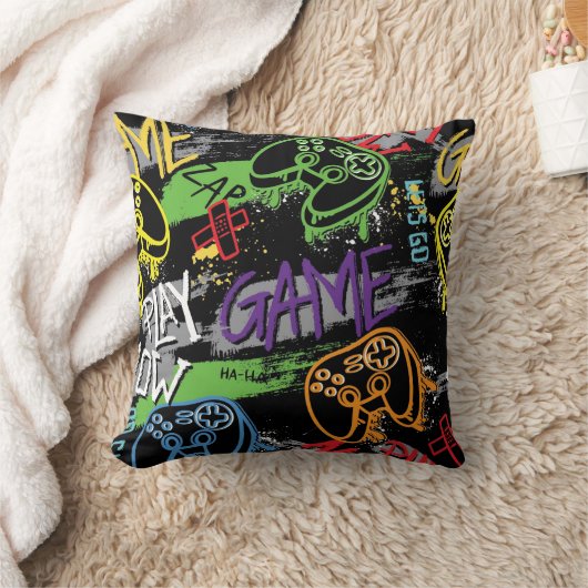 Neon-Graffiti-Gaming-Muster Kissen (Decke)