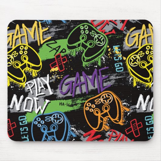 Neon-Graffiti-Gaming-Muster Mousepad (Vorne)