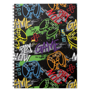 Neon-Graffiti-Gaming-Muster Notizblock