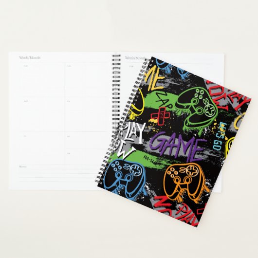 Neon-Graffiti-Gaming-Muster Planer (Anzeige)