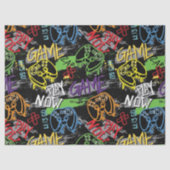 Neon-Graffiti-Gaming-Muster Seidenpapier (Vorderseite)