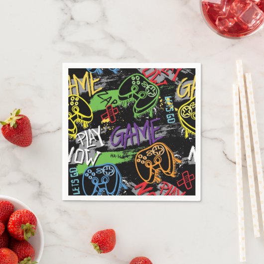 Neon-Graffiti-Gaming-Muster Serviette (Beispiel)