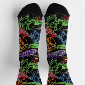 Neon-Graffiti-Gaming-Muster Socken (Oben)
