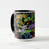 Neon-Graffiti-Gaming-Muster Tasse (Vorderseite Links)