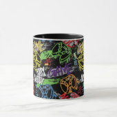 Neon-Graffiti-Gaming-Muster Tasse (Zentrum)
