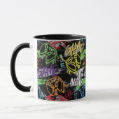 Neon-Graffiti-Gaming-Muster Tasse (Links)