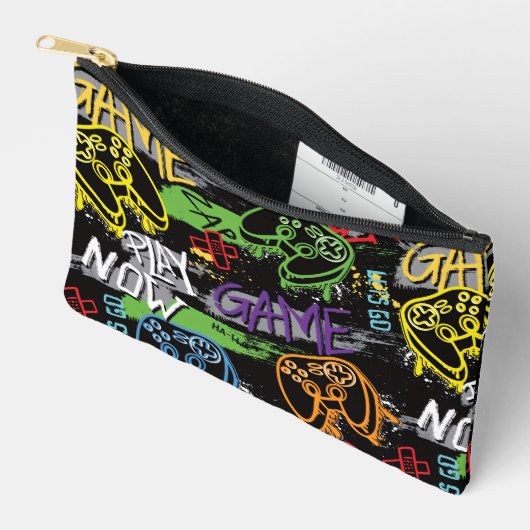 Neon-Graffiti-Gaming-Muster Zubehörtasche (Offen)