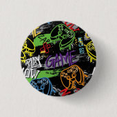 Neon Graffiti Gaming Pattern Button (Vorderseite)