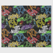 Neon Graffiti Gaming Pattern Geschenkpapier (Flach)