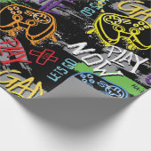Neon Graffiti Gaming Pattern Geschenkpapier (Ecke)