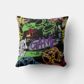 Neon Graffiti Gaming Pattern Kissen (Rückseite)