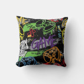 Neon Graffiti Gaming Pattern Kissen (Vorderseite)