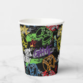 Neon Graffiti Gaming Pattern Pappbecher (Links)