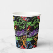 Neon Graffiti Gaming Pattern Pappbecher (Rechts)