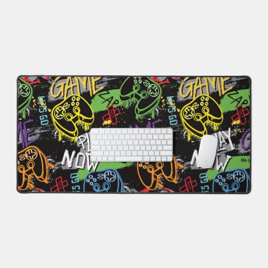 Neon Graffiti Gaming Pattern Schreibtischunterlage (Tastatur & Maus)