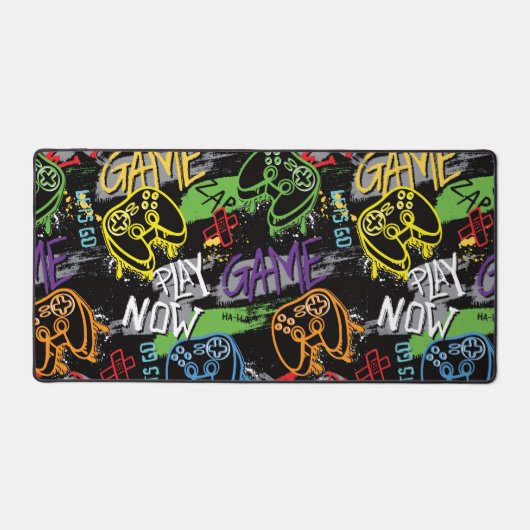 Neon Graffiti Gaming Pattern Schreibtischunterlage (Vorderseite)