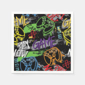Neon Graffiti Gaming Pattern Serviette (Vorderseite)