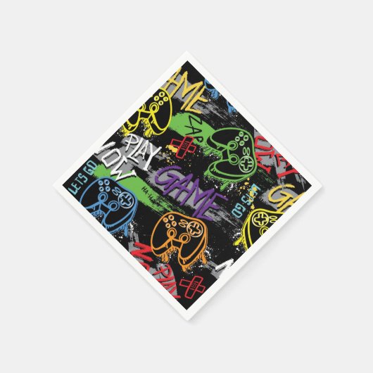 Neon Graffiti Gaming Pattern Serviette (Ecke)