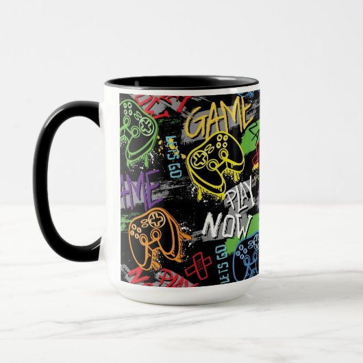 Neon Graffiti Gaming Pattern Tasse (Links)