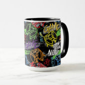 Neon Graffiti Gaming Pattern Tasse (VorderseiteRechts)