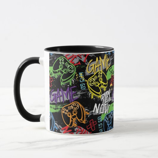 Neon Graffiti Gaming Pattern Tasse (Links)
