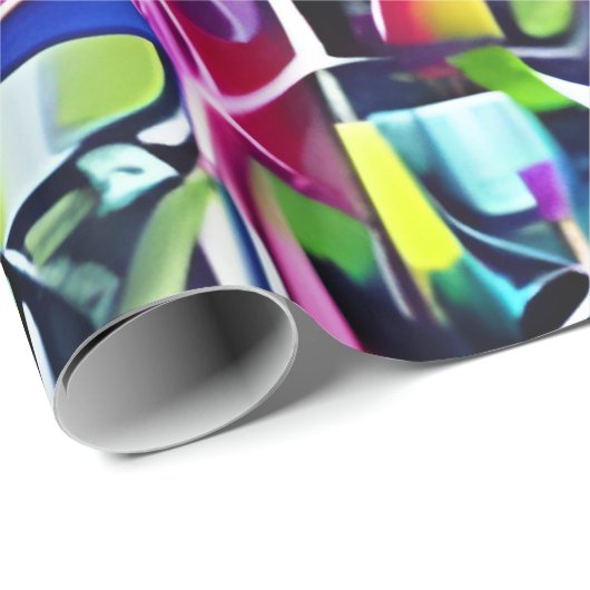 Neon Graffiti Geschenkpapier (Rolleneckpunkt)