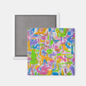 Neon Graffiti-Handgemalte Abstrakte Kunst Magnet (Vorderseite/Rückseite)