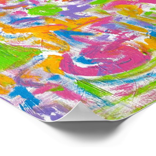 Neon Graffiti-Handgemalte Abstrakte Kunst Poster (Ecke)