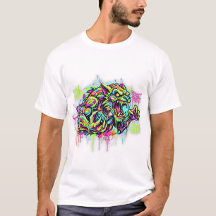 Neon-Graffiti-Monster Weißes T-Shirt – Street Art