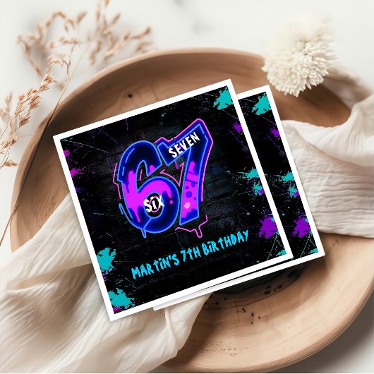 Neon-Graffiti-Sechs-Sieben-Birthday-Servietten Serviette