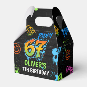 Neon-Graffiti-Sechs-Sieben-Kinder 7. Geburtstagsfe Geschenkschachtel