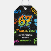 Neon Graffiti Six Seven Kids 7th Birthday Party Geschenkanhänger (Vorderseite)