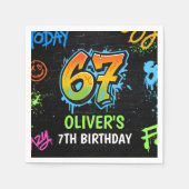 Neon Graffiti Six Seven Kids 7th Birthday Party Serviette (Vorderseite)