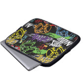 Neon-Graffiti-Spielmuster Laptopschutzhülle (Vorne Knopf)